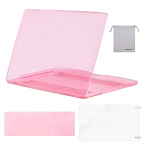 Mosiso MacBook Pro 15 Case 2017 & 2016 Release A1707, Plastic Hard Shell with Keyboard Cover with Screen Protector with Storage Bag for Newest MacBook Pro 15 Inch with Touch Bar, Crystal Pink