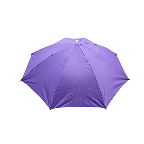 Nadition Umbrella Hat Clearance ♥ Elastic Band Fishing Sun Rain Headwear Umbrella Hat Camping Cap (Purple) - Thumbnail 2