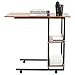 Jerry & Maggie - Movable Desk Office Home Desk Laptop Desk Lapdesk with 4 Wheels Flexible Wooden Stand Desk Cart Tray Side Table for Bed - Black & Natural Wood Tone