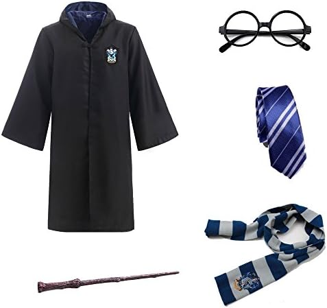 Boshier Adult Kids Gryffindor Costume Robe Cloak Suit Ravenclaw Hufflepuff Costume (Blue, 135(Kids))
