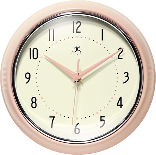 Infinity Instruments LTD. Retro-Wanduhr, 23 cm, geräuschlos, Nicht tickend, Mid-Century-Stil, Moderne Küchenwanduhr, Quarz-Uhrwerk, Retro-Wanduhr, dek