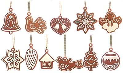 Christmas Tree Pendant Ornaments White Peacock, Snowflake, House, Pine Cone, Hexagonal Star, Christmas Tree, Swallow, Bell, Round, Angel, Love Bell 11pc