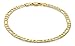 The Bling Factory 4mm High-Polished 0.25 mils (6 microns) 14k Yellow Gold Plated Flat Figaro Chain Bracelet, 7 inches