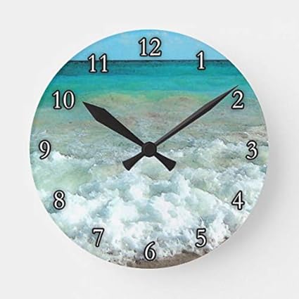 Amazon Com Vibrant Beach Watercolor Scene Large Wall Clock