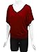 LL WT1038 Women's Versatile Casual Short Sleeve Dolman Top – Loose Fit V-Neck T-Shirt XXL Wine