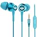 AFUNTA Earbud Headphone, Stereo in-Ear Earphone 3.5mm with Microphone Clear Sound Noise Isolating Ergonomic Comfort Fit Compatible Cell Phone iPhone Samsung Sony iPad Laptop PC - Blue