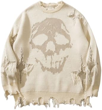 Vamtac Skeleton Sweater Skull in Back Oversized Graphic Pullover