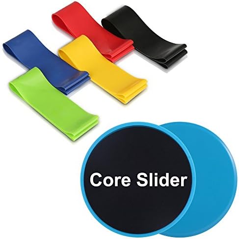 Gliding Discs Core Sliders Double Sided and Resistance Loop Exercise Bands Work Smoothly on Any Surface