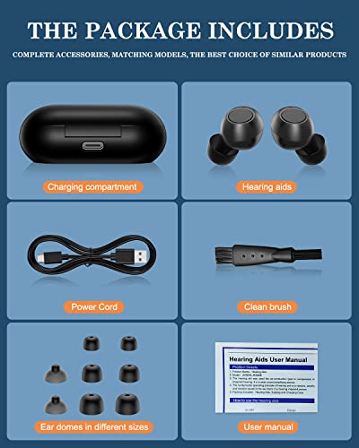 Hearing aid, Rechargeable Hearing Aids for Seniors & Adults, HealthTree Digital Hearing Personal Amplifiers Sound Amplification with Portable Charging Case Black