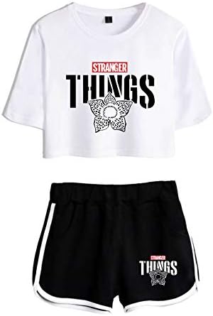 Stranger Things Clothing Story Crop Top T-Shirt And Shorts Suit Sportsuit 2 Piece For Girls/Wowen
