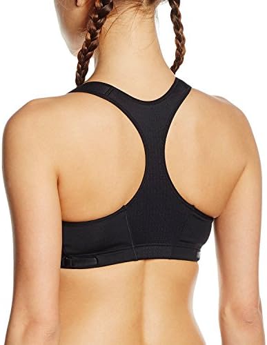 Hihihappy Fashion Women's Medium Support Zip Front Wire Free Racerback Tech Pro Sports Bra BlackX-Large