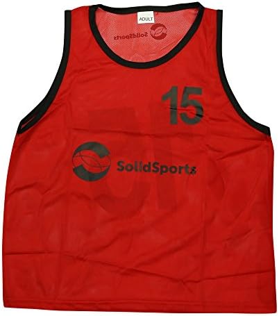 Solid Sports Numbered Training Bibs, Adult Red