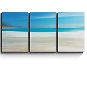 3 Piece Canvas Print - Contemporary Art, Modern Wall Art - Beach and Surf Abstract Landscape - Giclee Artwork - Gallery Wrapped Wood Stretcher Bars - Ready to Hang 16"x24"x3 Panels
