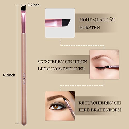 Eyeliner Pinsel 2 Stück Abgewinkelter Lidstrich Pinsel Precision Gel Eyeliner Make up Pinsel Cruelty Free Synthetic Borsts, Smooth Liquid Augenbrauen Pinsel