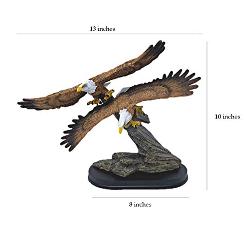 Double Eagle Statue, Patriots Decorations Sculpture, Bald Eagles - Wildlife Bird Figurine - Ideal Home Decor or Gift for Lawyer, Scouts, (10 x 13 x 4.7)