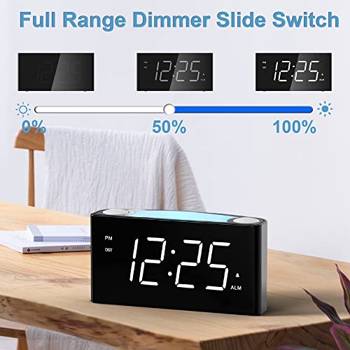 Digital Alarm Clock,7.5" Big LED Display & Full Dimmer,USB Cellphone