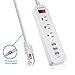 Power Strip with USB,3 Outlet Multiplier Surge Protector,3 USB Ports(2.4Ax3) Charging Station,USB Strip Charger,5ft Extension Cord for Tablets Phones Home Office School,White