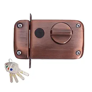 Godrej Rim Lock I Ultra XL+ I 1CK Deadbolt I Antique Copper Finish I for Inside/Outside Opening Door & Left/Right Handed Doors I 4 Keys I 5 Year Warrenty I Manual Locking