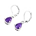 Auwer Earrings, Charming 925 Silver Waterdrop Cut Amethyst Dangle Drop Earrings Wedding Jewelry (Purple)