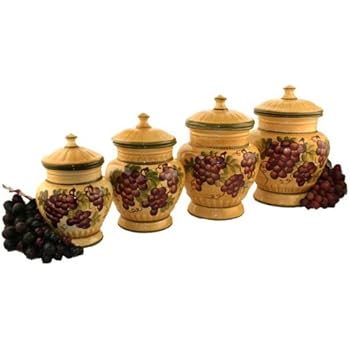 4pc ceramic canister set tuscany grape