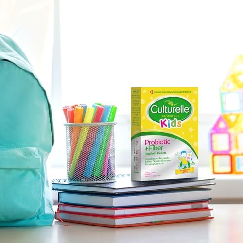 CULTURELLE KIDS PROBIOTIC + FIBER PACKETS (AGES 3+) – 24 COUNT – DIGESTIVE HEALTH & IMMUNE SUPPORT – HELPS RESTORE REGULARITY (PACKAGING MAY VARY)