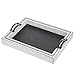 MyGift Vintage White Wood Large Decorative Serving Tray with Metal Handles and Chalkboard Surface, Nesting Coffee Table Breakfast Trays, 2-Piece Set