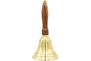 GEM AWARDS YOUR FULL SERVICE AWARDS STORE Engraved Brass Bell - Teacher Handbell - Wedding Bell - Custom Engravings - Multiple Fonts - Solid Wood & Brass for Teachers, Retirees, Cancer Survivors