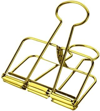 Metal Binder Clips Wire Clips, Paper-Clips, Gold(6pcs)