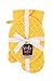 Sticky Toffee Oven Mitt and Pot Holder Set of 3 – Yellow Non-Slip Kitchen Hot Pads and Mitts with Silicone Grip, 100% Cotton Shell, Oeko-Tex Cotton