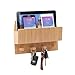 Bamboo Pet Supply Organizer All-in-One Wall Mounted Dog Leash Holder/Rack Extra Space Compartment for Storage of pet Essentials Treats/Keys/Toys