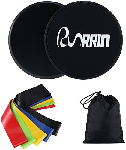 RunRRIn Core sliders and Resistance Bands, Set of 5 Exercise Loop Bands with Double-sided Gliding Discs workout for Fitness with Carry Bag and Instruction (Black)