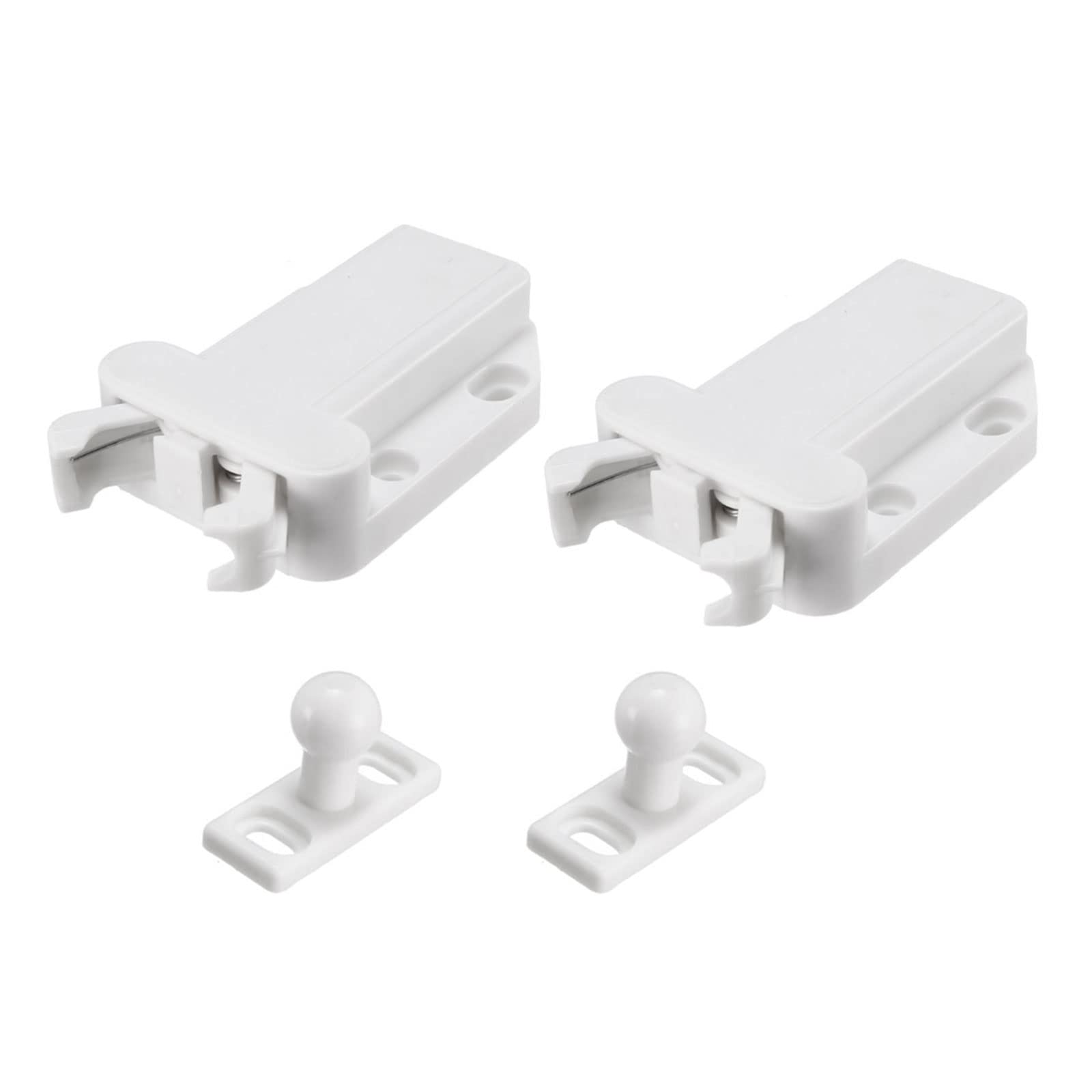 METALLIXITY Push Open Latch Lock Touch Catch (2.48" x 1.69") 2Pcs, ABS Plastic Cabinet Catch Touch Latch Cupboard - for Home Decoration, White