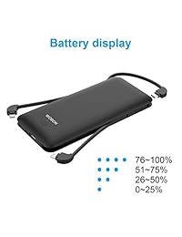 wobon 10000 mAh cargador portátil compacto cargador de batería Power Bank Batería Externa Pack Ultra delgado y ligero con integrado de CA y Micro USB tipo C Cable Lightning para iPhone, Android y Más