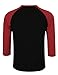 MrWonder Men's Casual Slim Fit Raglan Baseball 3/4 Sleeve 3 Button Henley T-Shirts Deep Gray and Red M