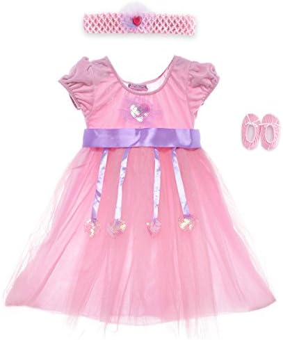 HBB Kids Little Girl's Dress Up Trendy Sassy Princess Dance Tutu with Headband &amp; Shoes, SZ 3-5, Pink (PD09)