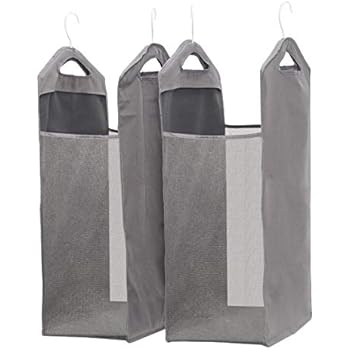 STORAGE MANIAC Hanging Mesh Laundry Hamper, Door-Hanging Laundry Bag, Closet Organizer, 2-Pack, Gray