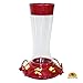 DAWN OF PETS 32 Oz Hummingbird Feeder for Outdoors, Hanging, Bright Red Color, Transparent Heat Stable Plastic Tube,