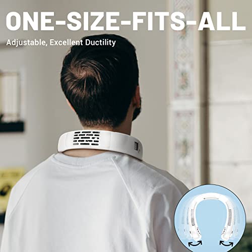 Portable Air Conditioner Neck Fan, Neck Fans Portable Rechargeable, Hidden Bladeless Neck Cooler, Wearable Neck AC Cooling Fan, 3 Speeds 4000 mAh Neck Cooler Fan for Outdoor/Office/Travel-White
