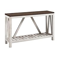 New 52 Inch A-Frame Rustic Entry Table - Dark Walnut Top with White Oak Finish