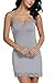 Avidlove Women's Chemise Nightgown Sleepwear Lace Lounge Dress Spin Slip, Large, Gray