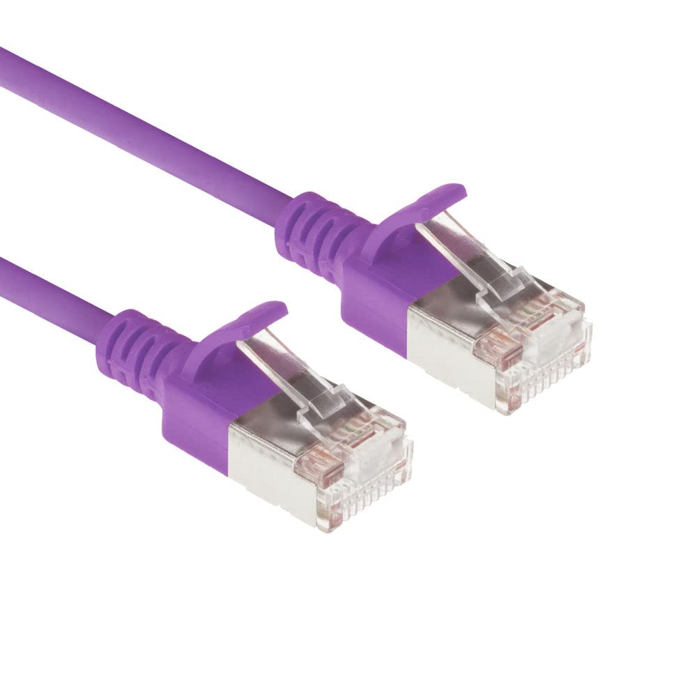 ACT CAT6a Network Cable, U/FTP LSZH LAN Cable Thin 3.8 mm Slimline, Flexible Snagless CAT 6a Cable with RJ45 Plug, for Use in Data Centres, 5 Metres, Purple - DC7305