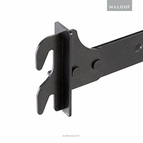 MALOUF Structures Hook-on Metal Bed Rails with Center Bar and Adjustable Height Support Foot, Twin/Full, Black