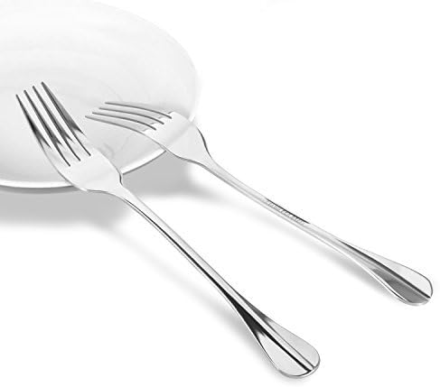 JDYYICZ Dinner Table Forks Set Of 12 - Heavy Duty Stainless Steel Construction - Long Handle, Comfortable, Ergonomic, Modern & Classic Design - Flatware Utensils For Salad, Desserts, Appetizers