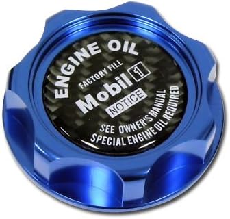 Mobil 1 Engine Oil Real Carbon Fiber Logo Emblem Oil Filler Cap in Blue Billet Aluminum for Honda Acura JDM