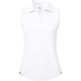 BGOWATU Women's Sleeveless Golf Polo Shirts Collared V Neck Tennis Tank Tops UPF 50+ Quick Dry Lightweight