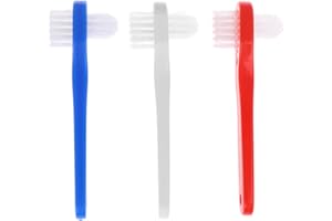 GLEAVI Adult Toothbrush Set 3Pcs Compact Dual-Head Denture Brushes for Effective Teeth Cleaning Soft Bristles Assorted Colors for Optimal Denture Care