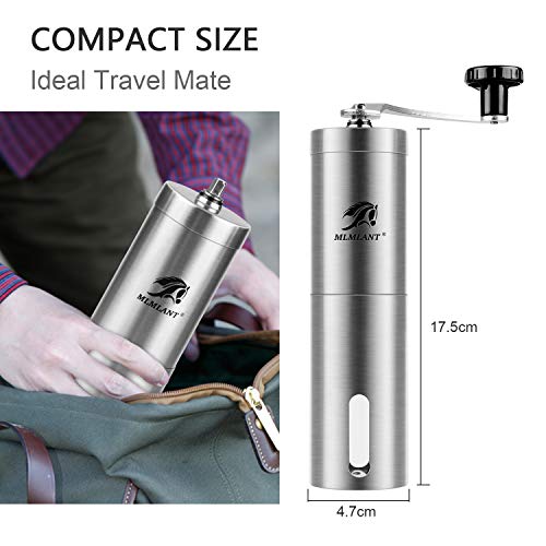 MLMLANT Kaffeemühle,Camping Kaffeemuehle klein manuell,kaffemühle,Manuelle Keramikmahlwerk,Handkaffeemühle aus Edelstahl… – Bild 4