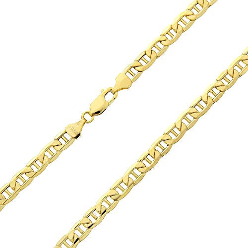 PRINS JEWELS 18 Carat Italian Flat Navy Necklace in 750/1000 Yellow Gold Unisex – Width 3 mm