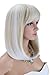 Kalyss Women's Short White Blonde Bob Wig With Hair Bangs Straight Heat Resistant Yaki Synthetic Hair Wig for Women