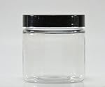 Clear 4 oz Plastic Jar with Black Smooth Lid 6 pk
